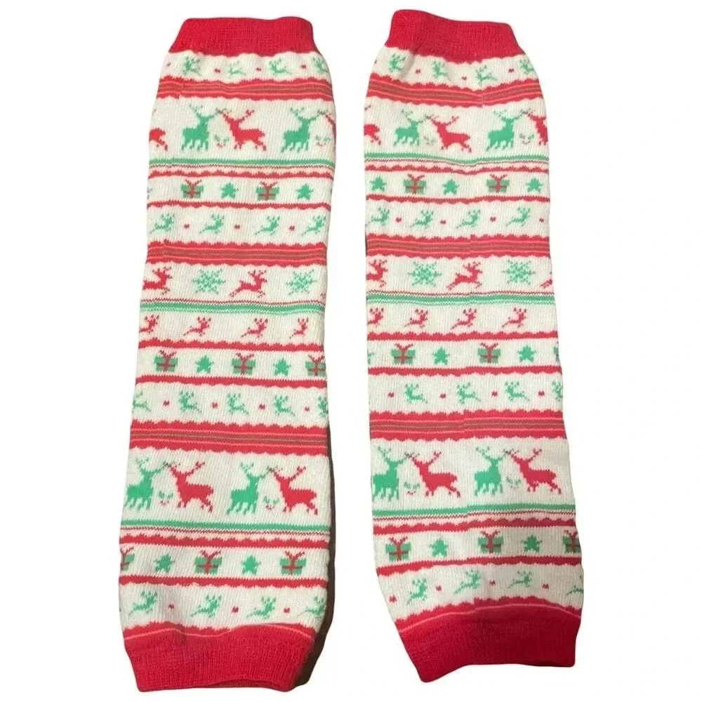 Christmas Leg Warmers for Babies & Toddlers - Fair Isle - Red & Green - One Size